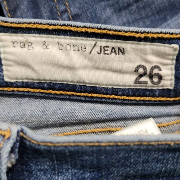 *SOLD**Rag & Bone Jeans 26 Womens Skinny Stretch Denim Med Blue Wash Raw - Picture 8 of 11